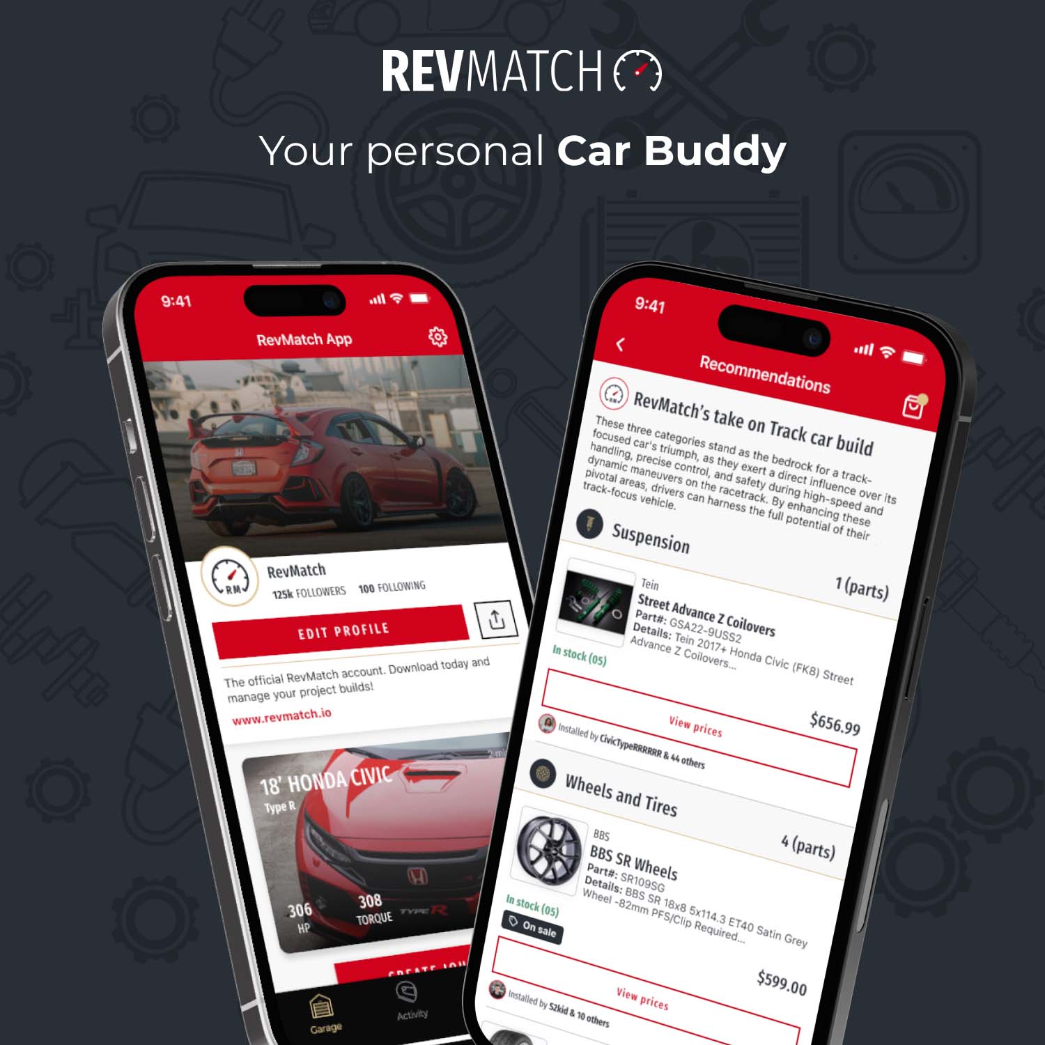 RevMatch User Interface (UI) example