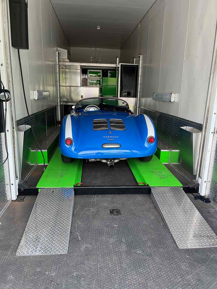 Porsche 550 on lift