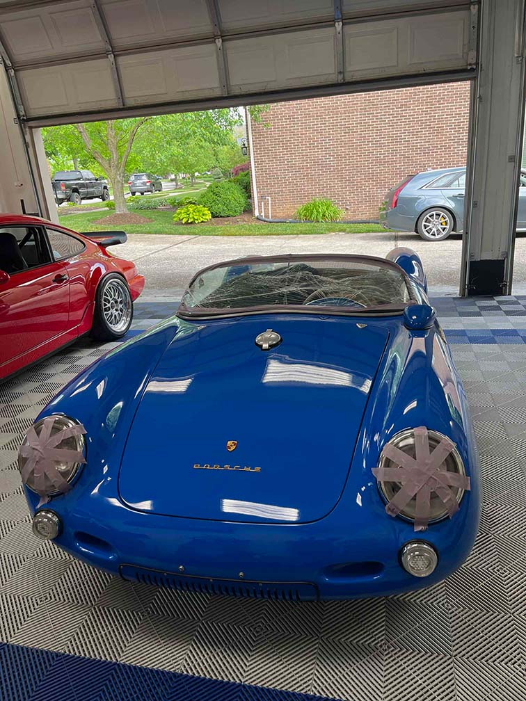 Porsche 550 safe and sound in its new home